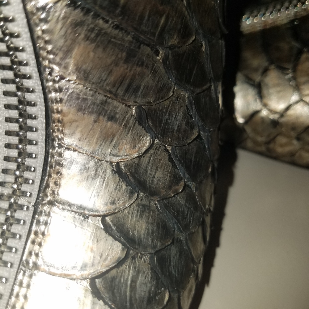 Tom Ford Silver Metallic Python Skin Ankle Boots - image 8